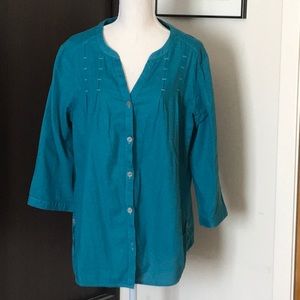 Teal Royal Robbins cotton button up shirt